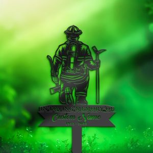 DINOZOZO Fire Fighter Memorial Yard Stake Custom Metal Signs3