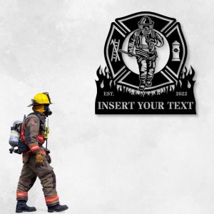 DINOZOZO Firefighter In Maltese Cross Fire Department Custom Metal Signs2