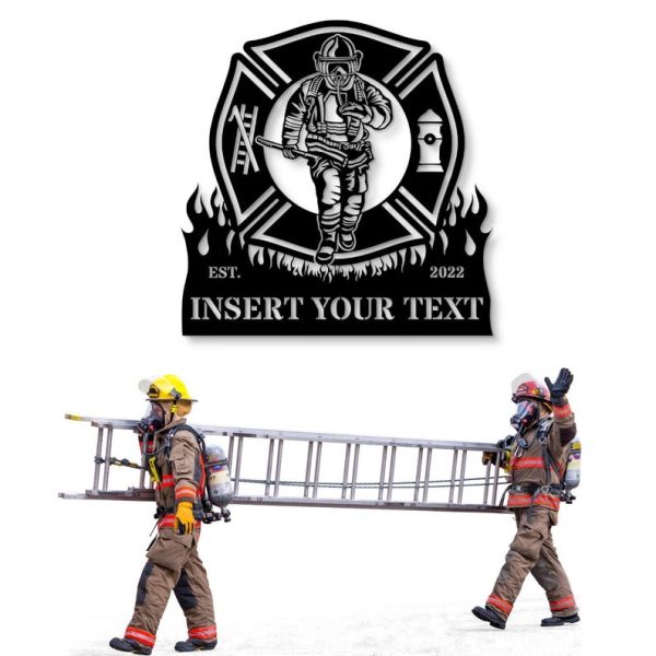 DINOZOZO Firefighter In Maltese Cross Fire Department Custom Metal Signs