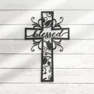 DINOZOZO Floral Blessed Cross Custom Metal Signs