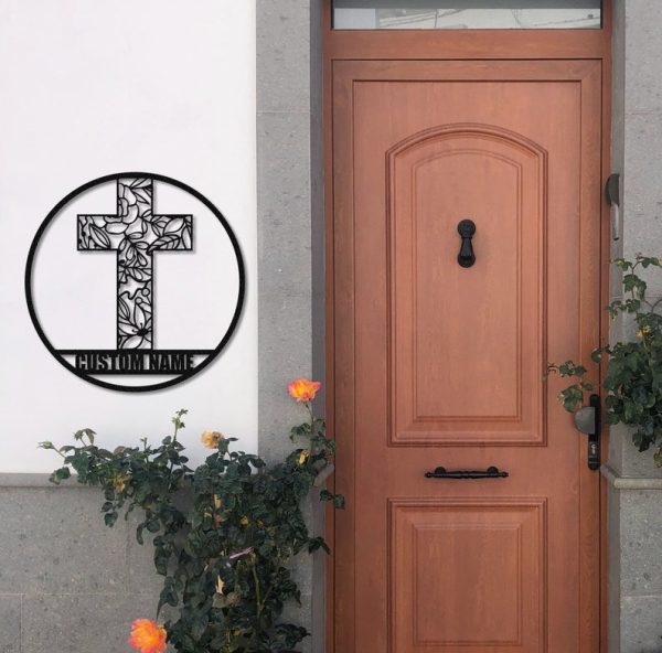 DINOZOZO Floral Faith Cross Christian Custom Metal Signs