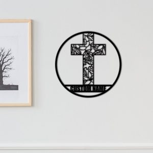 DINOZOZO Floral Faith Cross Christian Custom Metal Signs3