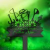 DINOZOZO Floral Fishing Tools Fisherman Grave Marker Memorial Sign with Stake Sympathy Gifts for Loss of Loved One Custom Metal Signs3