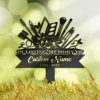 DINOZOZO Floral Makeup Tools Makeup Artist Grave Marker Memorial Sign with Stake Sympathy Gifts for Loss of Loved One Custom Metal Signs