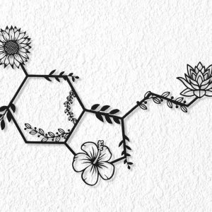 DINOZOZO Floral Serotonin Molecule Mental Health Science Art Chemistry Art Custom Metal Signs