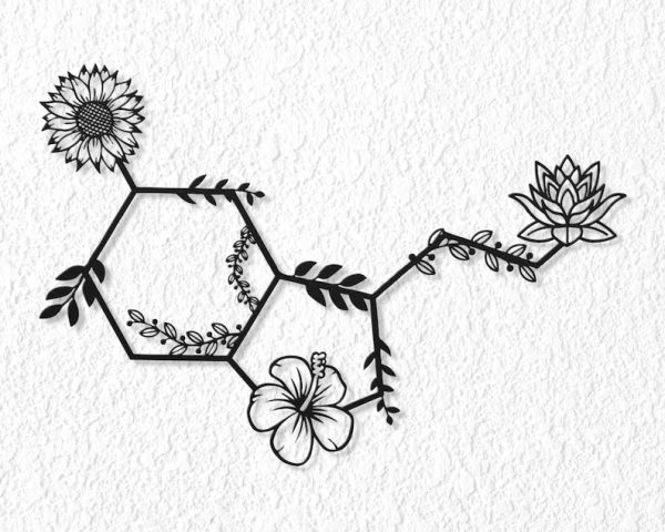 DINOZOZO Floral Serotonin Molecule Mental Health Science Art Chemistry Art Custom Metal Signs
