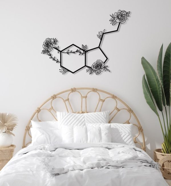 DINOZOZO Flowered Serotonin Symbol of Happiness Science Art Chemistry Art Custom Metal Signs