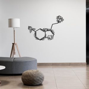DINOZOZO Flowered Serotonin Symbol of Happiness V2 Science Art Chemistry Art Custom Metal Signs3