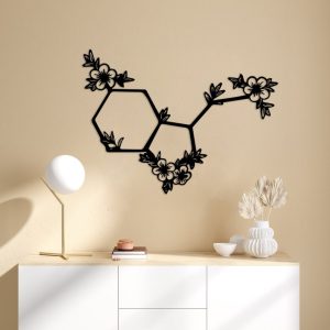 DINOZOZO Flowers Serotonin Symbol of Happiness Molecule Science Art Chemistry Art Custom Metal Signs2