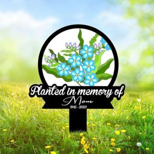 DINOZOZO Forget Me Not Planted in Memory of Grave Marker Memorial Stake Sympathy Gifts Custom Metal Signs2