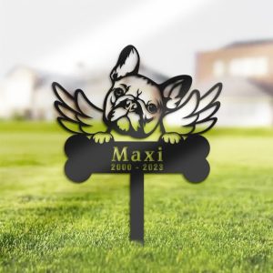 DINOZOZO French Bulldog Dog Grave Marker Garden Stakes Dog Memorial Gift Cemetery Decor Custom Metal Signs
