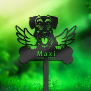 DINOZOZO Giant Schnauzer Dog Grave Marker Garden Stakes Dog Memorial Gift Cemetery Decor Custom Metal Signs