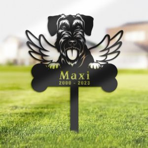 DINOZOZO Giant Schnauzer Dog Grave Marker Garden Stakes Dog Memorial Gift Cemetery Decor Custom Metal Signs2