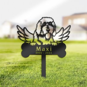 DINOZOZO Goldendoodle Dog Grave Marker Garden Stakes Dog Memorial Gift Cemetery Decor Custom Metal Signs