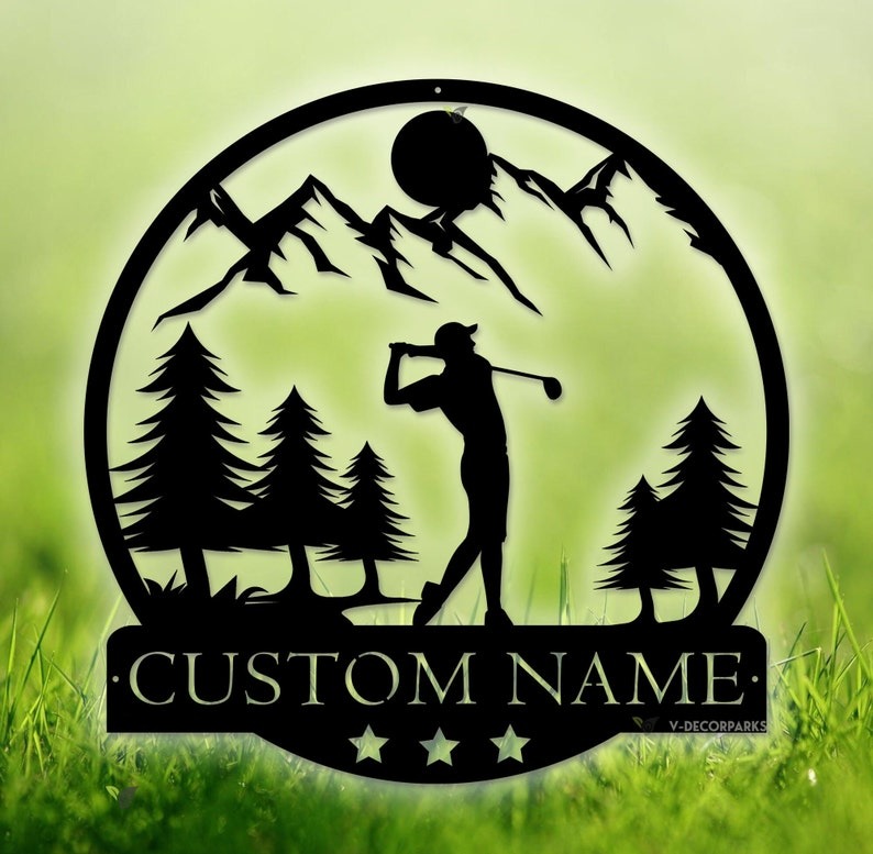 DINOZOZO Golf Wall Art Golfer Custom Metal Signs