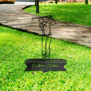DINOZOZO Golfer Golf Player Grave Marker Memorial Sign with Stake Sympathy Gifts for Loss of Loved One Custom Metal Signs4