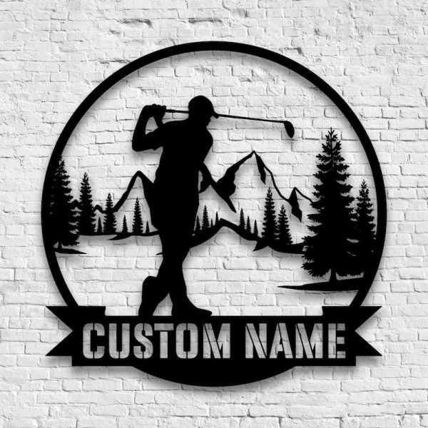 DINOZOZO Golfing Golfer Name Mancave Custom Metal Signs