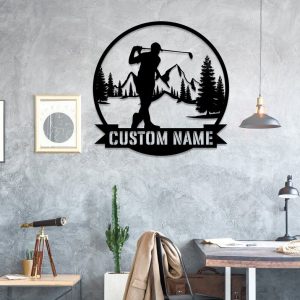 DINOZOZO Golfing Golfer Name Mancave Custom Metal Signs3