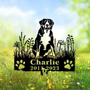 DINOZOZO Greater Swiss Mountain Dog Grave Marker Garden Stakes Dog Sympathy Gift Cemetery Decor Memorial Custom Metal Signs2