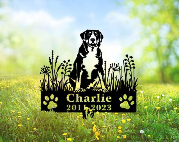 DINOZOZO Greater Swiss Mountain Dog Grave Marker Garden Stakes Dog Sympathy Gift Cemetery Decor Memorial Custom Metal Signs