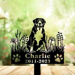 DINOZOZO Greater Swiss Mountain Dog Grave Marker Garden Stakes Dog Sympathy Gift Cemetery Decor Memorial Custom Metal Signs3