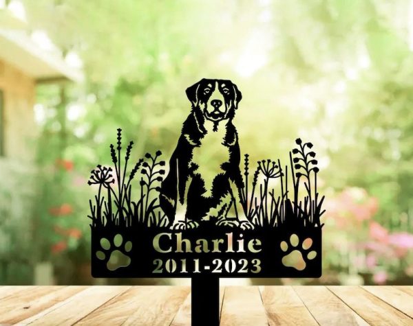 DINOZOZO Greater Swiss Mountain Dog Grave Marker Garden Stakes Dog Sympathy Gift Cemetery Decor Memorial Custom Metal Signs