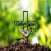 DINOZOZO Hummingbird Cross Grave Marker Memorial Stake Sympathy Gifts Custom Metal Signs4