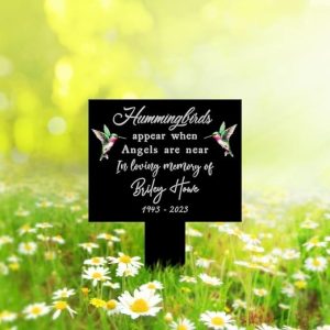 DINOZOZO Hummingbirds Appear When Angels are Near Grave Marker Memorial Stake Sympathy Gifts Custom Metal Signs2