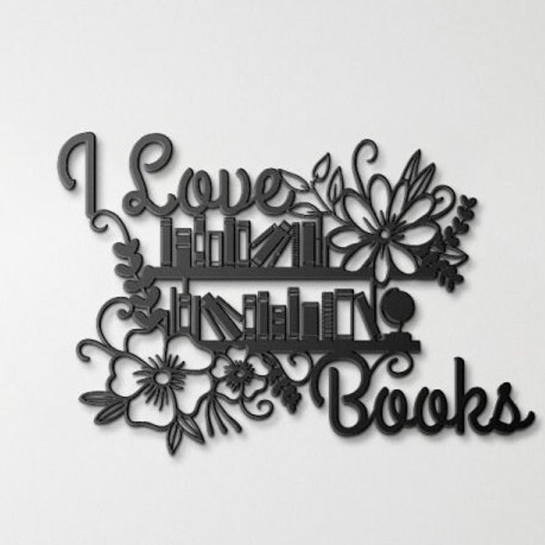 DINOZOZO I Love Book Floral Reading Room Library Custom Metal Signs2
