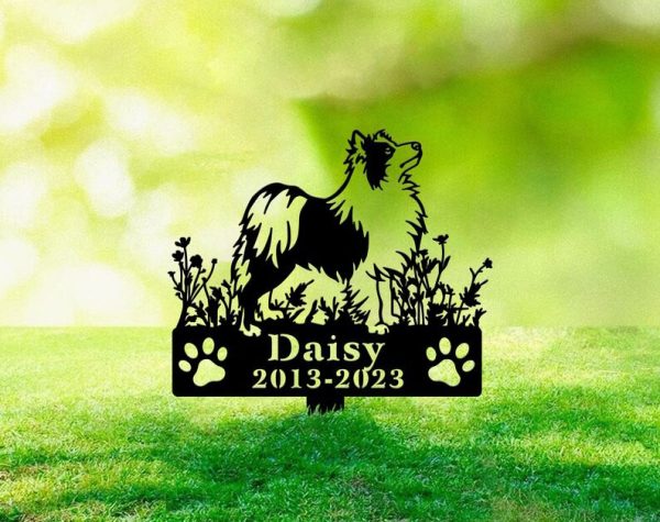 DINOZOZO Icelandic Sheepdog Dog Grave Marker Garden Stakes Dog Sympathy Gift Cemetery Decor Memorial Custom Metal Signs