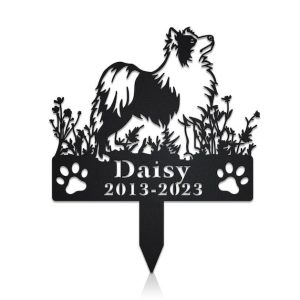 DINOZOZO Icelandic Sheepdog Dog Grave Marker Garden Stakes Dog Sympathy Gift Cemetery Decor Memorial Custom Metal Signs2