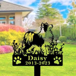 DINOZOZO Icelandic Sheepdog Dog Grave Marker Garden Stakes Dog Sympathy Gift Cemetery Decor Memorial Custom Metal Signs4