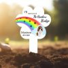 DINOZOZO Ill Meet You At The Rainbow Brigde Custom Dog Cat Photo Pet Grave Marker Garden Stakes Pet Memorial Gift Custom Metal Signs3