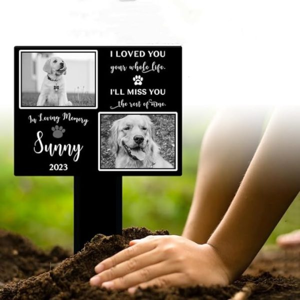 DINOZOZO In Loving Memory Custom Dog Cat Photo Pet Grave Marker Garden Stakes Pet Memorial Gift Custom Metal Signs