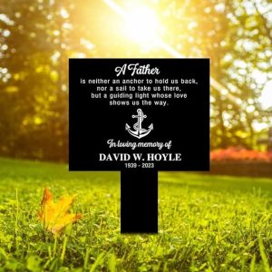 DINOZOZO In Loving Memory Of Navy Dad Anchor Grave Marker Memorial Stake Sympathy Gifts Custom Metal Signs3
