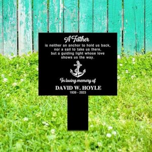 DINOZOZO In Loving Memory Of Navy Dad Anchor Grave Marker Memorial Stake Sympathy Gifts Custom Metal Signs4