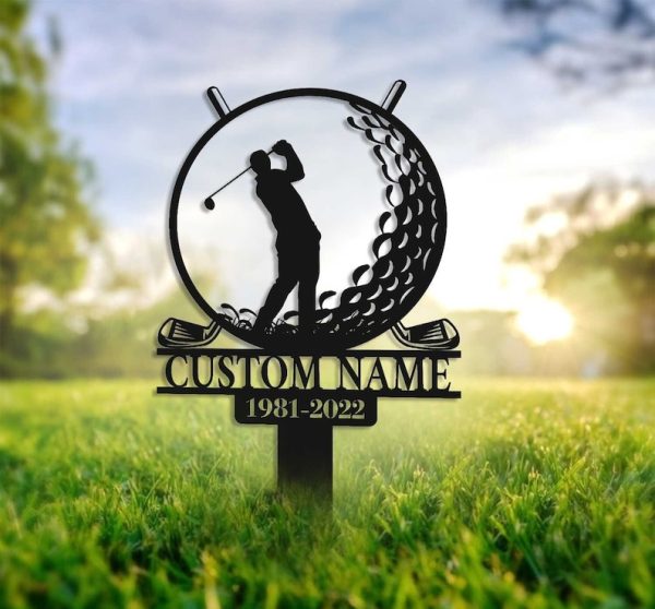 DINOZOZO In Loving Memory of Golfer Memorial Yard Stake Custom Metal Signs