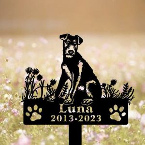 DINOZOZO Irish Terriers Dog Grave Marker Garden Stakes Dog Sympathy Gift Cemetery Decor Memorial Custom Metal Signs3