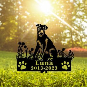 DINOZOZO Irish Terriers Dog Grave Marker Garden Stakes Dog Sympathy Gift Cemetery Decor Memorial Custom Metal Signs4