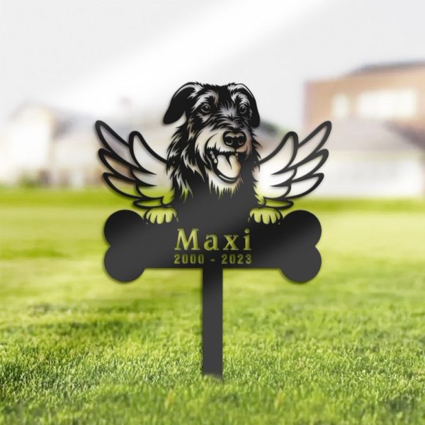 DINOZOZO Irish Wolfhound Dog Grave Marker Garden Stakes Dog Memorial Gift Cemetery Decor Custom Metal Signs
