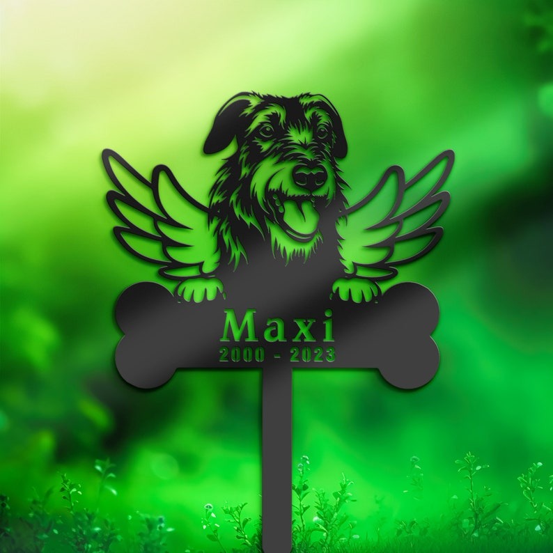DINOZOZO Irish Wolfhound Dog Grave Marker Garden Stakes Dog Memorial Gift Cemetery Decor Custom Metal Signs2