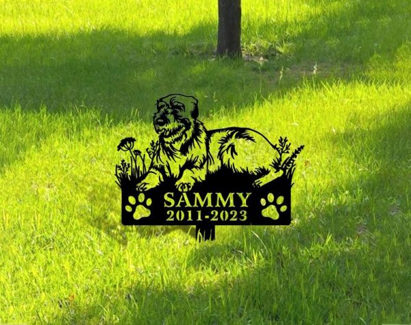 DINOZOZO Irish Wolfhound Dog Grave Marker Garden Stakes Dog Sympathy Gift Cemetery Decor Memorial Custom Metal Signs