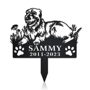 DINOZOZO Irish Wolfhound Dog Grave Marker Garden Stakes Dog Sympathy Gift Cemetery Decor Memorial Custom Metal Signs3