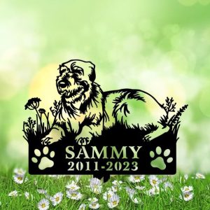 DINOZOZO Irish Wolfhound Dog Grave Marker Garden Stakes Dog Sympathy Gift Cemetery Decor Memorial Custom Metal Signs4