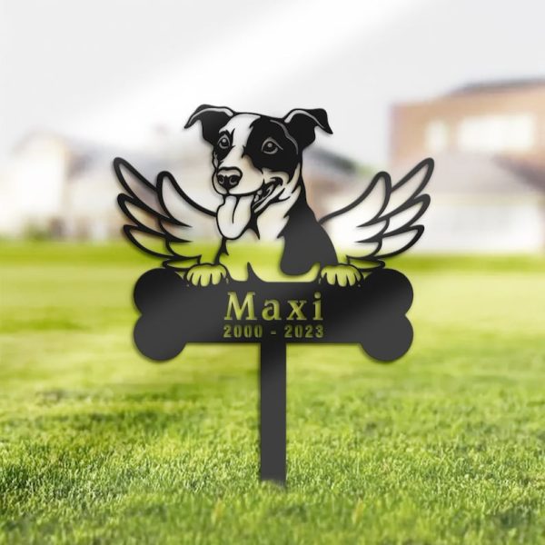 DINOZOZO Jack Russell Terrier Dog Grave Marker Garden Stakes Dog Memorial Gift Cemetery Decor Custom Metal Signs