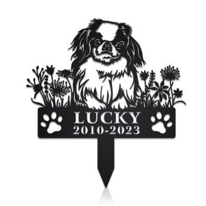 DINOZOZO Japanese Chin Dog Grave Marker Garden Stakes Dog Sympathy Gift Cemetery Decor Memorial Custom Metal Signs3