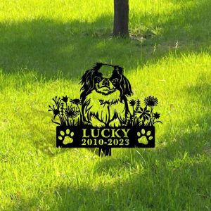DINOZOZO Japanese Chin Dog Grave Marker Garden Stakes Dog Sympathy Gift Cemetery Decor Memorial Custom Metal Signs4