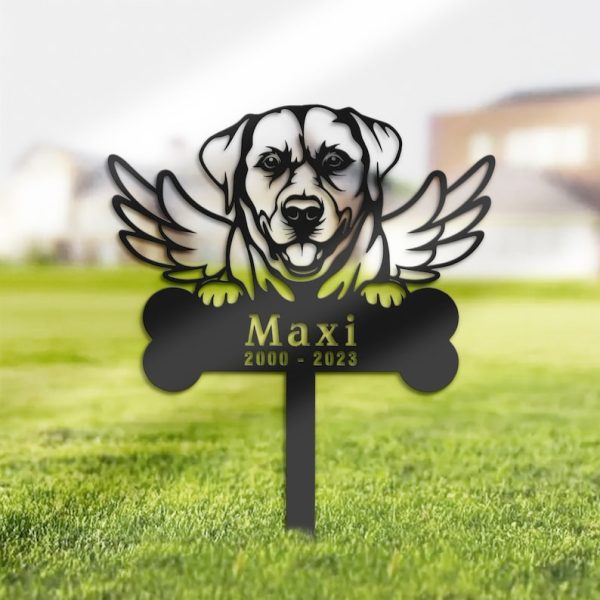DINOZOZO Labrador Dog Grave Marker Garden Stakes Dog Memorial Gift Cemetery Decor Custom Metal Signs