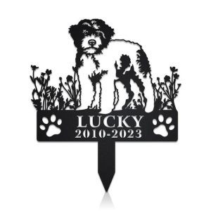 DINOZOZO Lagotti Romagnoli Dog Grave Marker Garden Stakes Dog Sympathy Gift Cemetery Decor Memorial Custom Metal Signs2