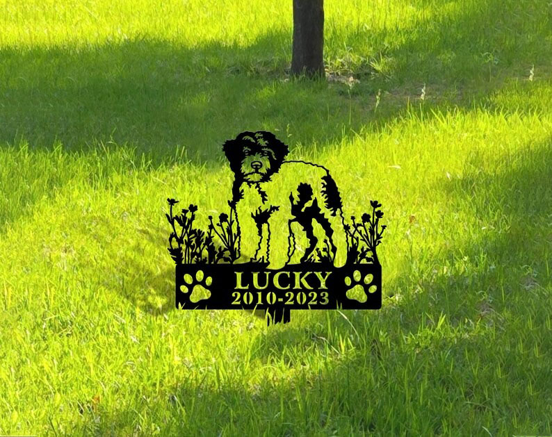 DINOZOZO Lagotti Romagnoli Dog Grave Marker Garden Stakes Dog Sympathy Gift Cemetery Decor Memorial Custom Metal Signs4 1